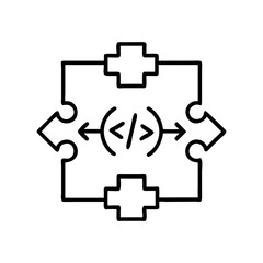 Obraz premium Coding puzzle conceptual illustration with arrows and brackets 