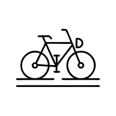 Fototapeta premium Simple line drawing of bicycle on roadway in minimalist style 