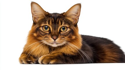 Obraz premium Stunning Portrait of a Somali Cat with Beautiful Brown Ticked Fur and Expressive, Enchanting Eyes