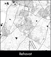 Rehovot city map, Israel - Topographic vector map poster