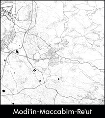 Obraz premium Modi in Maccabim Re ut city map, Israel - Topographic vector map poster