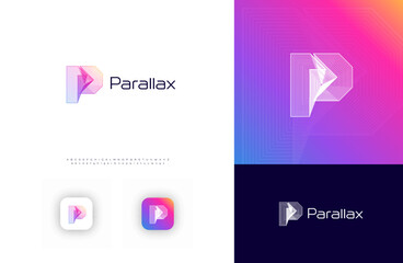 Creative Architect Logo 3D Line Logotype Engineering Technology, Architectural Monogram, Letter P for Architectural Company Business Branding Concept. Vector Illustration