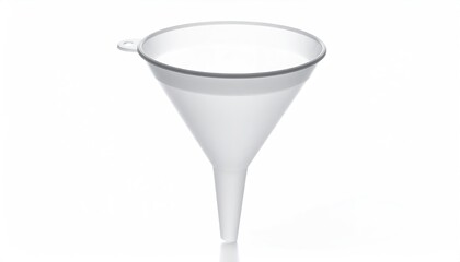 White plastic funnel, isolated on a white background