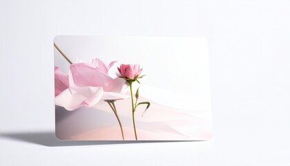 Pink floral image on white surface. Soft, delicate