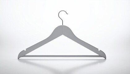 Grey hanger centered on a white backdrop, angled view