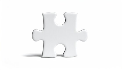 White puzzle piece, simple form with shadow