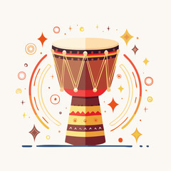 Tambour africain stylisé isolé en design plat