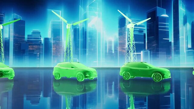Green electric cars powered by renewable energy sources