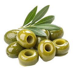 Green olive rings PNG (transparent)