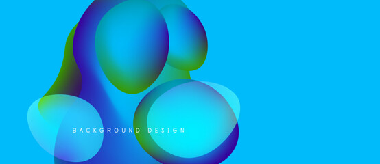 Abstract fluid shapes blend, creating vibrant blue gradient background. Modern design evokes energy, movement, visual appeal.