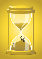 Businessman Trapped in Hourglass—Running Out of Time Concept