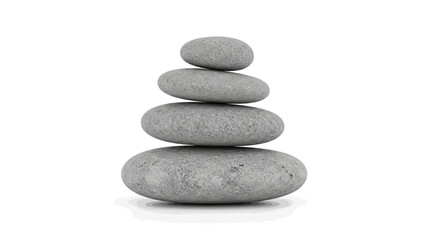 Fototapeta premium A balanced stack of four smooth, grey, textured stones in a vertical tower.