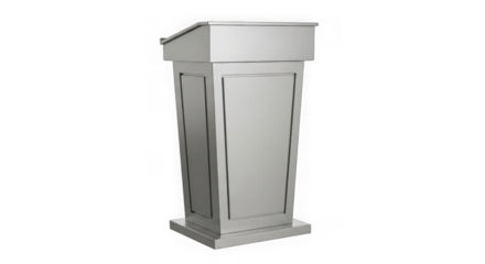 Modern white podium for presentations isolated on transparent background