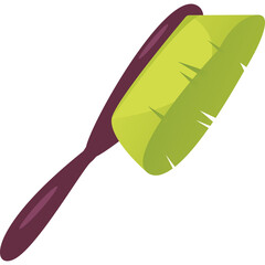 A Simple Illustration of a Cleaning Brush With a Purple Handle and Green Bristles Isolated on a White Background