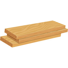 Stack Of Three Light Brown Wooden Planks With Visible Wood Grain Texture Isolated On A White Background