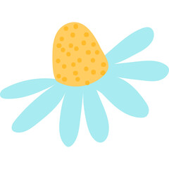 Stylized Blue Flower With Yellow Center And Transparent Background