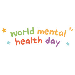 World Mental Health Day Lettering in Whimsical Hand-Drawn Style for Awareness