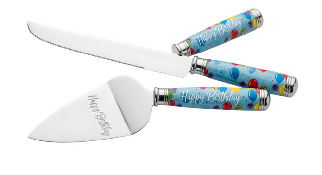 Celebrate special moments with this festive cake serving set, perfect for birthdays and parties.