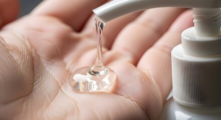 Hands Applying Hand Sanitizer Gel Close-Up