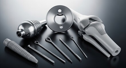 Orthopedic Surgical Implants and Tools for Knee Replacement Surgery.