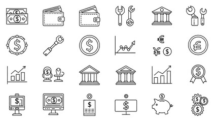 Outline Economy Vector Icons Money, Finance, and Investment