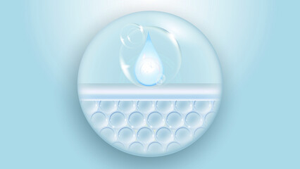 Skincare Serum Drop Absorption and Hydration Concept