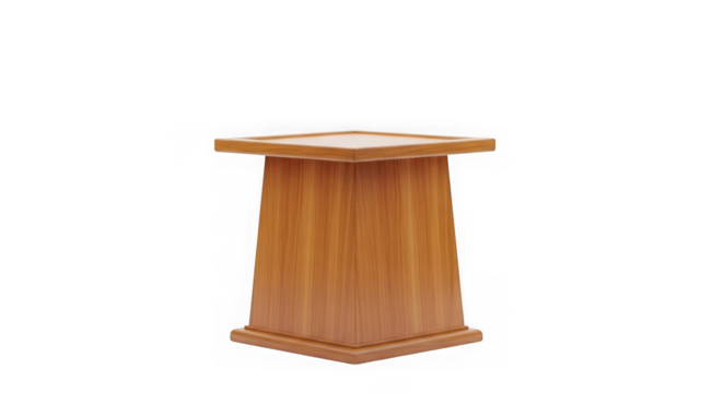 Wooden pedestal podium for display isolated on transparent background