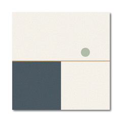 Abstract Minimalist Geometric Color Block Background with Navy, Cream, and Sage Green Circle