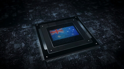 Australia digital technology flag on computer CPU