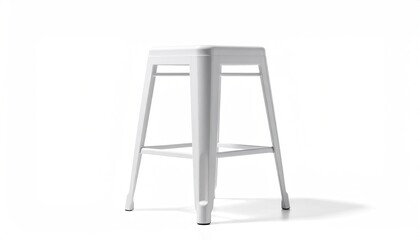 White metal stool stands isolated on white background