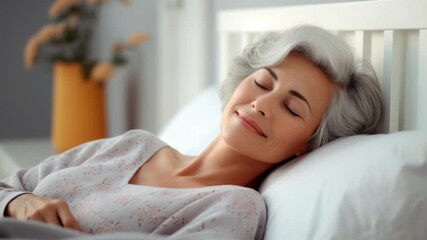 Relaxation and tranquility during a peaceful morning in a cozy bedroom with a woman enjoying rest