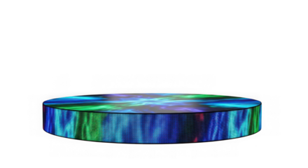 Circular stage with colorful light effects isolated on transparent background