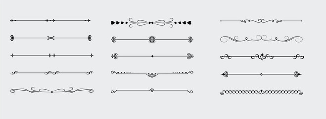 Vintage Ornamental Border , Divider Set ,Elegant Decorative Frame Collection. Victorian Ornate Divider , Label Design Elements ,Luxury Decoration Art
