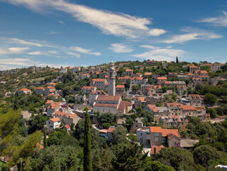 Fototapeta premium Ložišća Village on Brač Island, Central Dalmatia, Croatia, Scenic Mediterranean Architecture