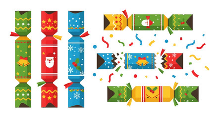 Festive Vector Christmas Crackers Set for Holiday Celebrations and Party Favors