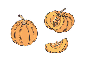 set of pumpkins