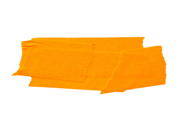 Ripped torn paper adhesive orange masking tape on transparent background