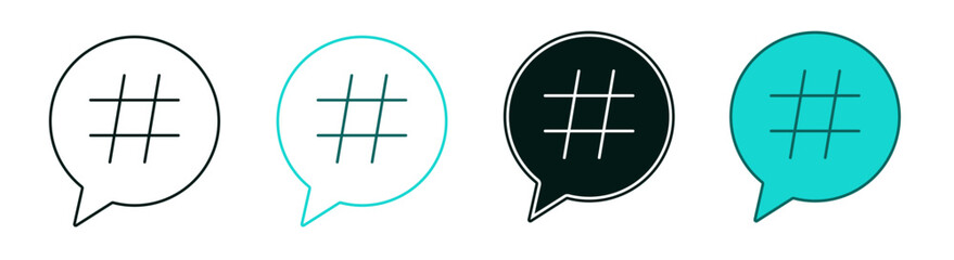 Keywords icon set. Marketing, Social Media, Business or Technology concept. Line, solid color or black symbol for web and UI. Editable vector stroke illustration. Perfect for apps or digital platforms