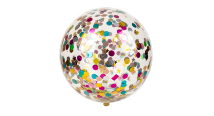 A transparent balloon filled with colorful confetti for a festive celebration.