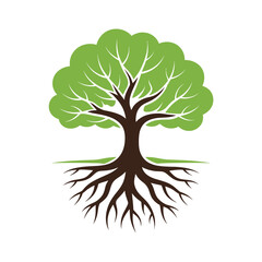 Fototapeta premium Illustration of tree with roots and branches vector graphic nature design art