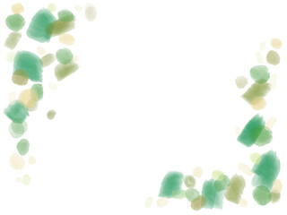透明感のある水彩の緑色ふんわりフレーム