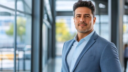 Fototapeta premium Confident Senior Businessman in Modern Office Setting, Exuding Leadership and Professionalism