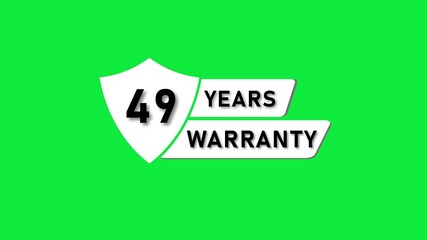Forty Nine Years Warranty Shield Icon on Green Background image photo