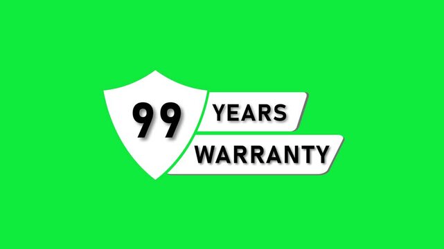 99 Years Warranty Shield Emblem on Green Background guarantee protection