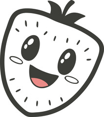 Obraz premium Cute happy strawberry character doodle isolated on white background