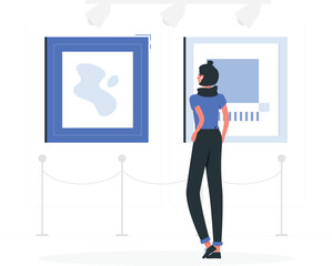 Person Observing Art in a Gallery Setting exhibition