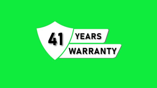 Forty One Years Warranty Shield Icon on Green Background 41 years warranty guarantee