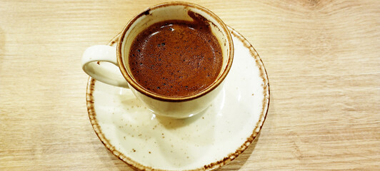 Turkish coffee, frothy Turkish coffee.