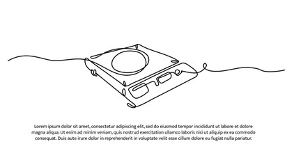 One line of induction cooker. Abstract minimal continuous line isolated on white background.