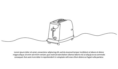 One line of toasters. Abstract minimal continuous line isolated on white background.